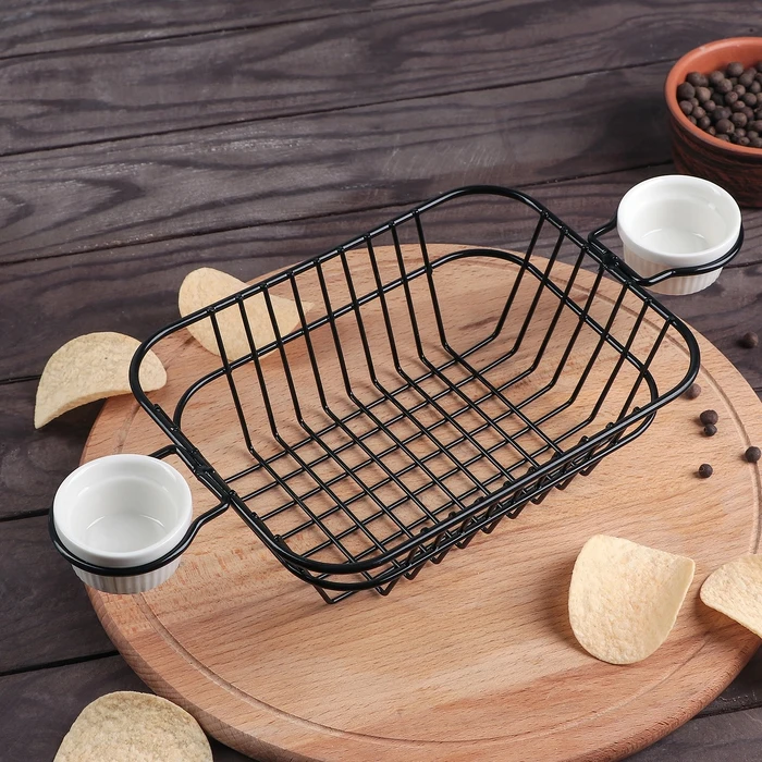 Корзинка для картофеля фри Марена с ёмкостью соуса 32 5×15×7 см | Дом и сад