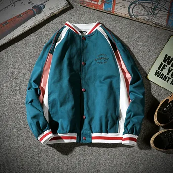 

Fashion Streetwear Spring Jacket Men Patchwork Baseball Men Jacket Long Sleeves Hip Hop Plus Size M-5XL Coat Male Veste Homme