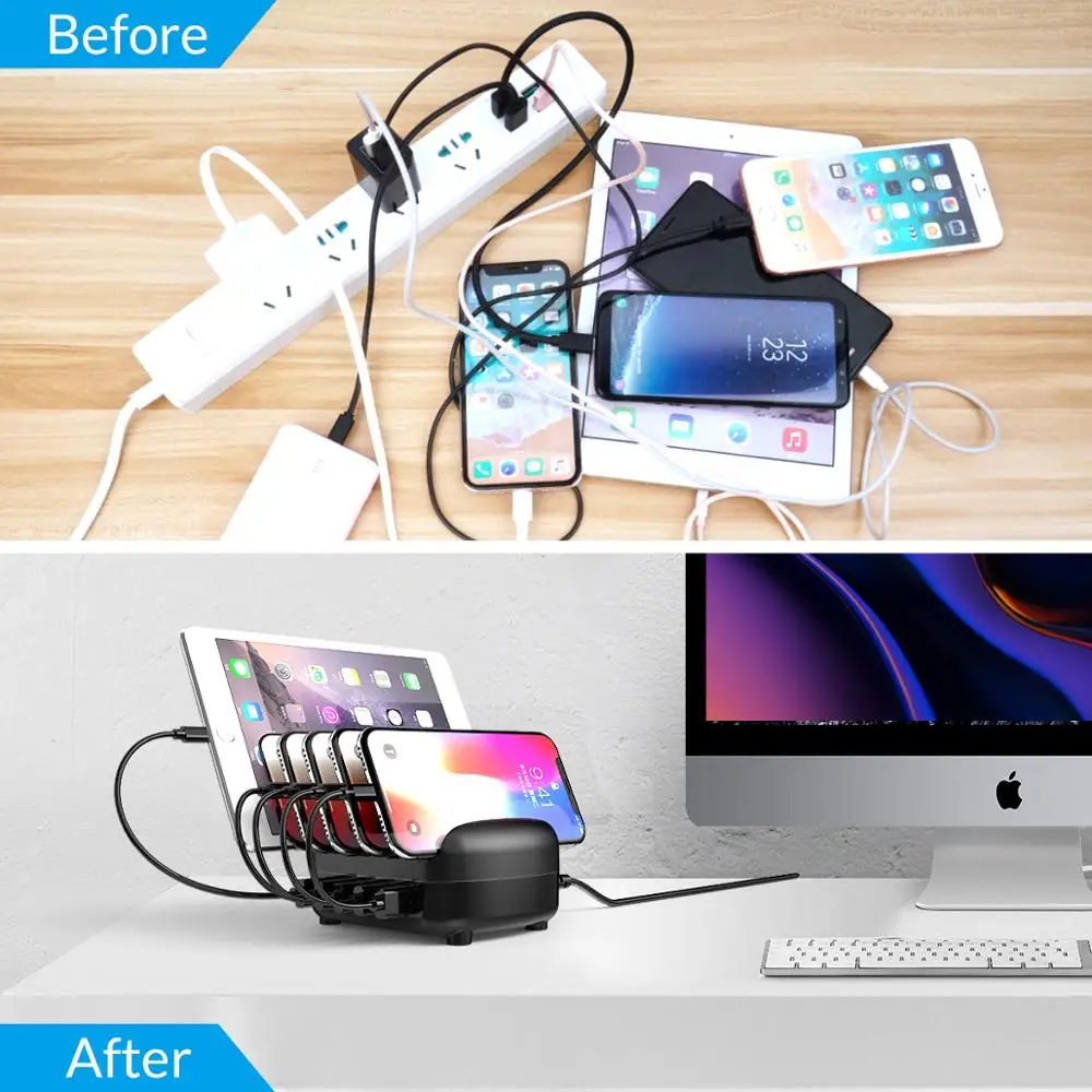 ORICO 5 портов USB Зарядное устройство Док станция с держателем для телефона или