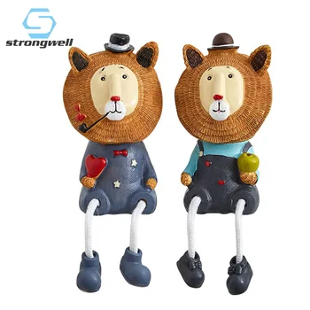 

Stongwell Nordic Lion Hanging Feet Doll Figurine Miniature Model Resin Handmade Craft Modern Home Decoration Family Kid Toy Gift