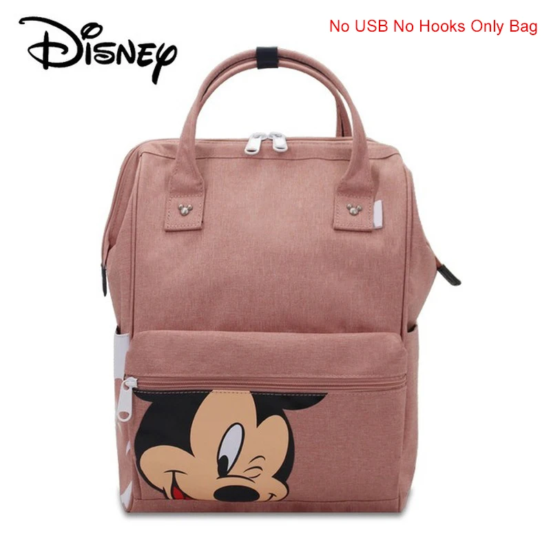 pink Сумка для подгузников disney, usb-утеплитель, рюкзак для мамы и ребенка, сумка для ухода за ребенком, дорожная коляска, сумка для подгузников - Цвет: pink