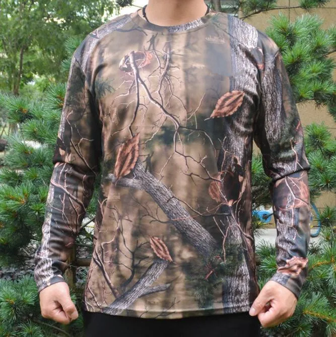 Bionic Камуфляж с длинным рукавом страйкбол футболка полиэстер быстросохнущая износостойкая дерево Рид камуфляжные Топы Охота Рыбалка одежда