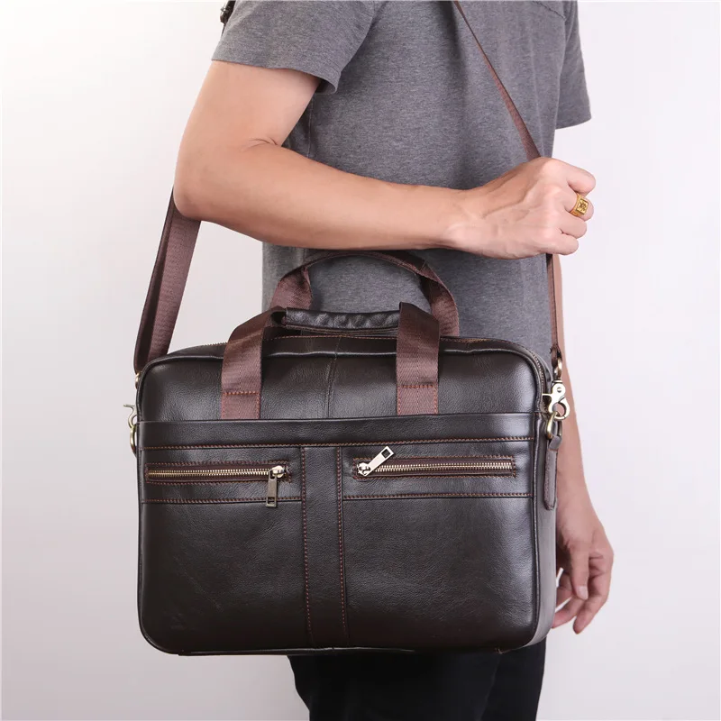 

Men's leather business ShoulderBag Handbag men's head leather briefcase large capacity oblique cross bag outdoor travel