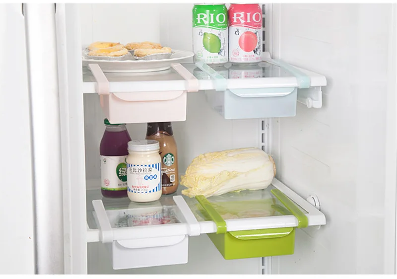 1PC Adjustable Stretchable Fridge Organizer Drawer Basket Refrigerator Pull-out Drawers Fresh Spacer Layer Storage Rack