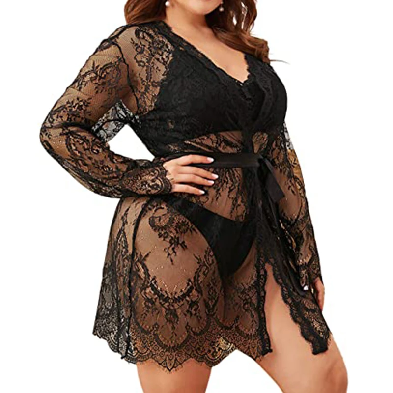 Plus Size Women Sexy Nightdress Sleepwear Kimono Bathrobes Pajamas women sleepwear sleepwear pajamas