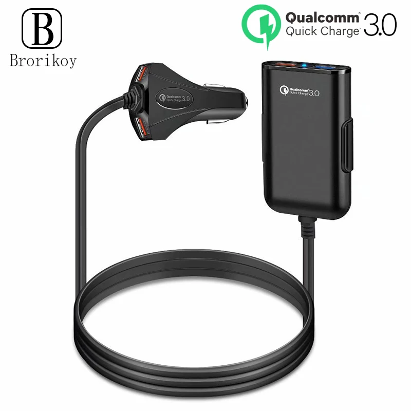 QC 3,0 быстрое автомобильное зарядное устройство 4 USB порта мульти Зарядка для iPhone Xs samsung S9 S8 универсальные автомобильные быстрые Зарядные устройства адаптер