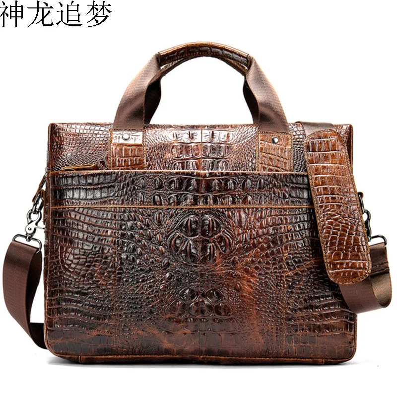 

Male Crocodile Pattern briefcase men business totes Bag handbag men's genuine leather bag men cowhide leather purse laptop bags
