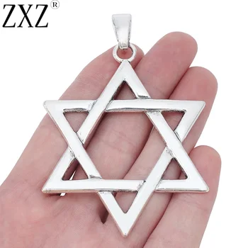 

ZXZ 2pcs Tibetan Silver Large Star of David Charms Pendants for Necklace Jewelry Making Findings 87x60mm