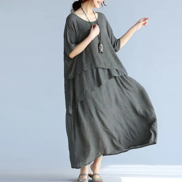 Женское платье большого размера нерегулярные Boho летние пляжные короткие рукава свободный короткий пуловер длинные платья AH823