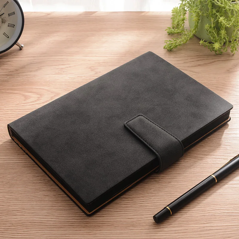 Buckle black Новинка, А5, Кожаная Обложка для тетрадей,,, блокнот для студентов, записные книжки путешественников, ежедневный, недельный, ежемесячный планировщик, офисные канцелярские принадлежности - Цвет: Buckle black