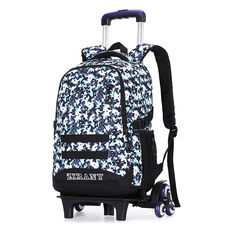 4-9 класс, детский школьный рюкзак на колесиках, сумки для книг, рюкзак для мальчиков и девочек, водонепроницаемые съемные детские школьные сумки с 2/6 колесами, лестницы - Цвет: 02six wheels