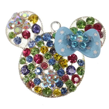 

Silver Tone Crystal Rhinestone Minni mouse head Charm Pendant for Necklace For Women