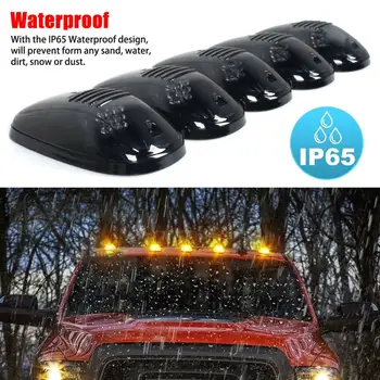 

5x 12LED Smoked Cab Roof Top Marker Running Clearance Warm Light For Dodge Ram
