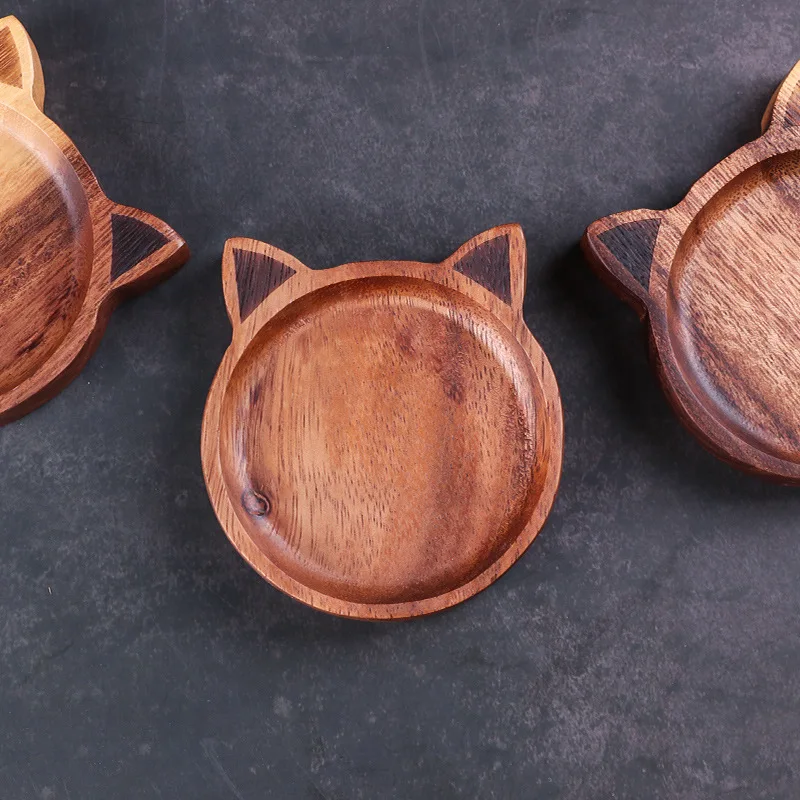 Деревянные тарелки в форме кошки цельная деревянная тарелка для сковородок