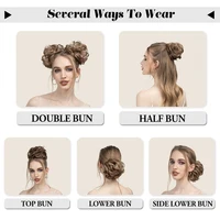 Extensions de Chignon synthétiques bouclés en désordre, chouchous élastiques, Chignon synthétique Donut Updo, pièces de cheveux pour femmes 4