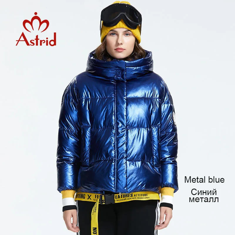 N074 metal blue Astrid Зима новое поступление женский пуховик топ синий цвет зимная с капюшоном короткая куртка для зимы на молнии ZR-3032 - Цвет: N074 metal blue