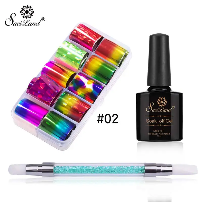 3pcs set 2 Saviland фольга на клеевой основе для ногтей, Гель-лак для маникюра, звездное небо, прозрачный клей, Звездный клей для ногтей - Цвет: 3pcs set 2