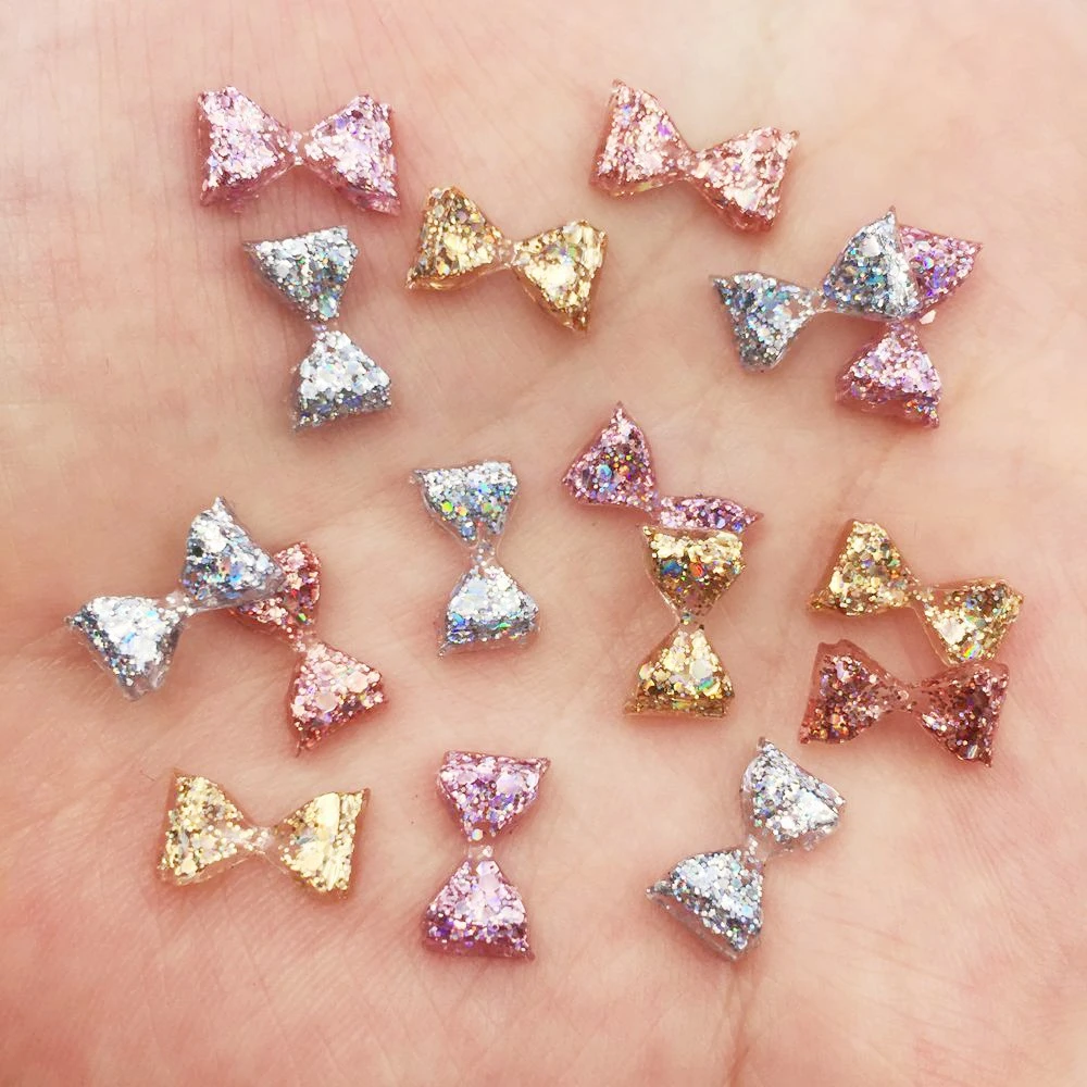 New 6*1 0mm Mini Shiny Bow Nail Art 60PCS Rhinestone Appliques Scrapbook DIY Manicure Accessories Embelishments for Crafts  J12 Scrapbooking & Stamps