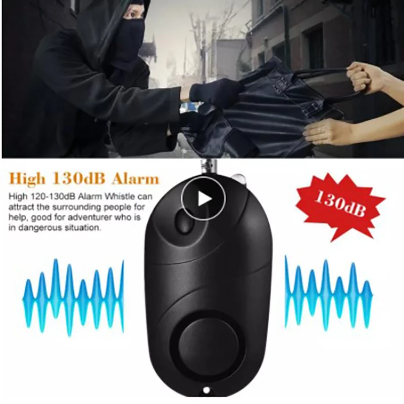 Alarma Personal de 130dB, alarma de seguridad de autodefensa, llavero de linterna de luz LED portátil, traje de emergencia para mujeres y niños