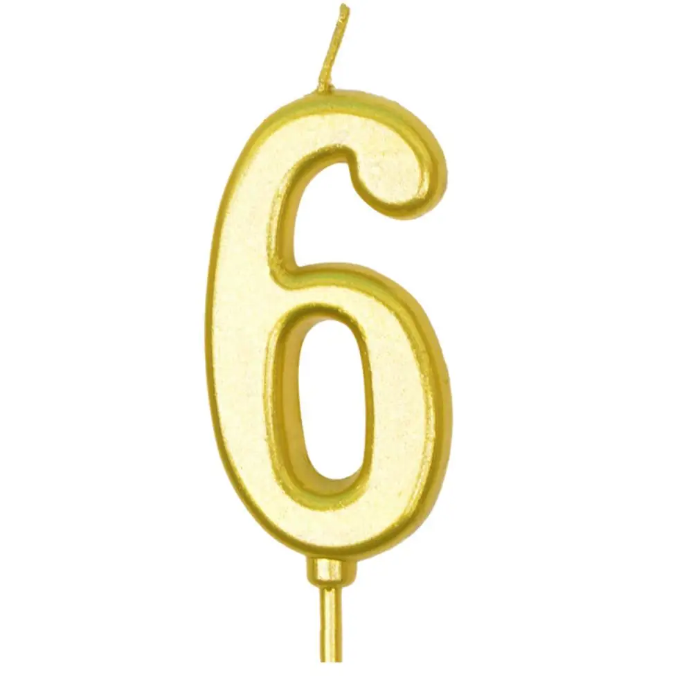 6 Блестящая золотая свеча с цифрами короны для детей 0, 1, 2, 3, 4, 5, 6, 7, 8, 9 лет, для девочек и мальчиков, на день рождения, торты, декоративные свечи - Цвет: 6