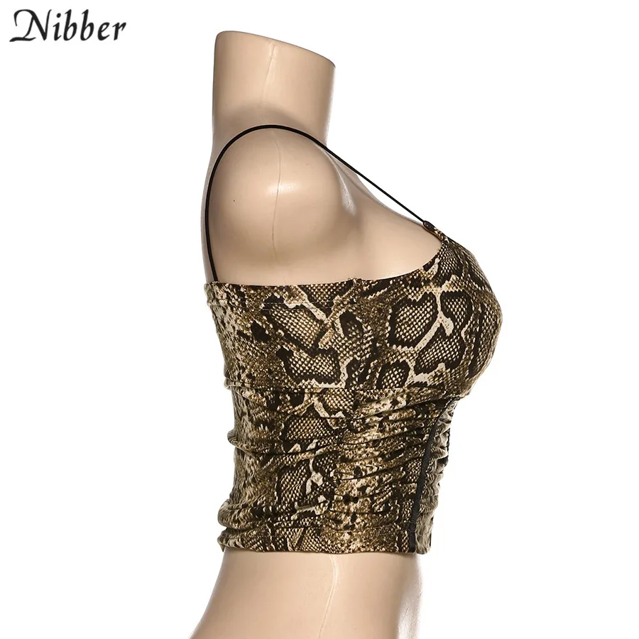 NIBBER, для бара, клуба, леопардовая расцветка, облегающий жилет, короткий топ для женщин, осень, новинка, сексуальный, без бретелек, с открытой спиной, для улицы, на каждый день, Женский Топ