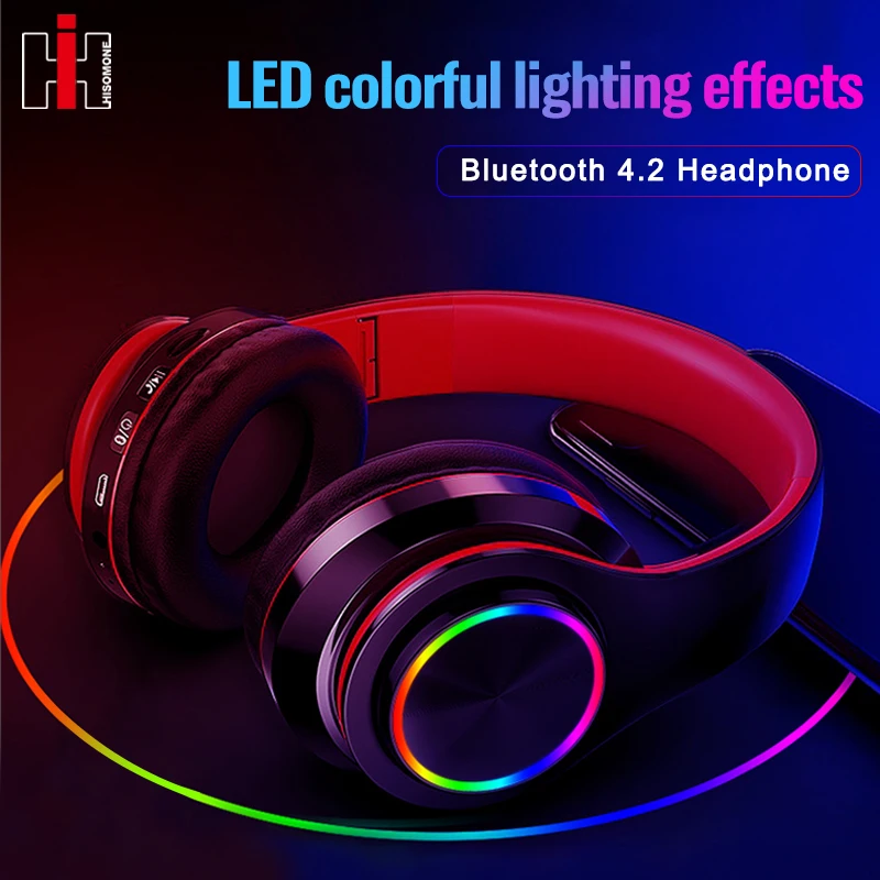 

HIFI Stereo Earphone Bluetooth Headphone Wireless LED Breathing Light Music Headset With Mic FM/TF Card Support Sport MP3 Player