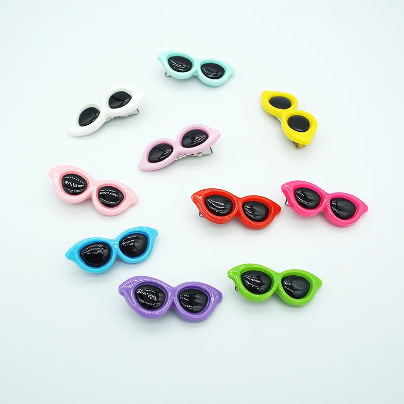 Dog Hair Clips 10 Pieces Plastic Pet Hair Clips Sunglasses Shape Hairpin Small Dog Grooming Hair Accessories