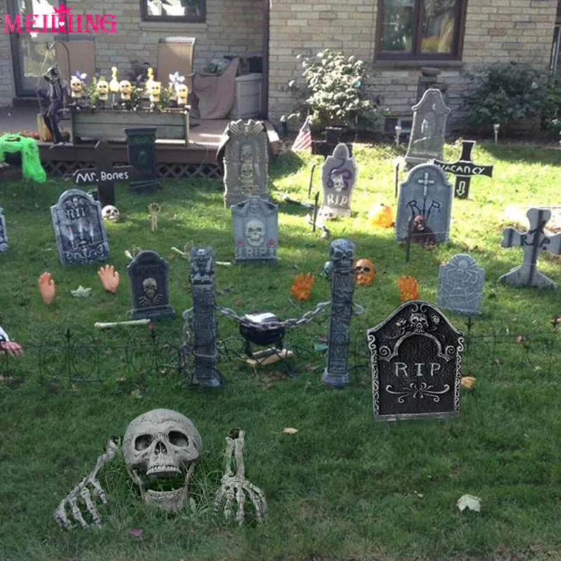 Halloween Garden Decoration Skull Skeleton Paw Tomb Tombstone With RIP Letters Haunted House Decor Halloween Party Supplies