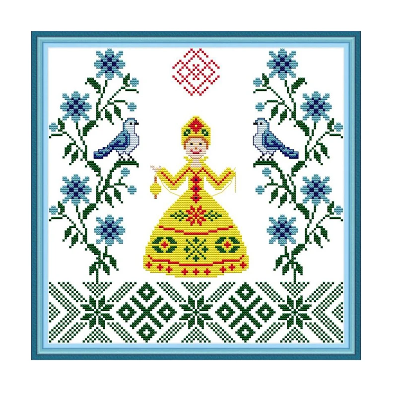 Joy Sunday Cross Stitch Stamped Kits Peace Princess 14CT 11CT Printed