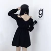 Women Dress Plus Size 4XL Lace Up Black Autumn 2022 Sexy High Waist Femme Dresses Off Shoulder Long Sleeve Gothic Clothes ► Photo 2/6