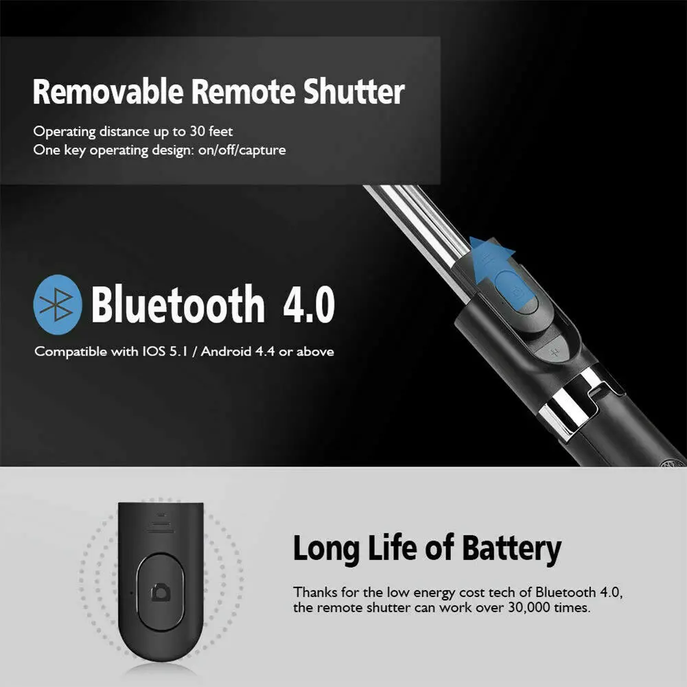 Беспроводной Bluetooth селфи-палка складной ручной монопод с дистанционным управлением затвора Выдвижной мини-штатив держатель телефона