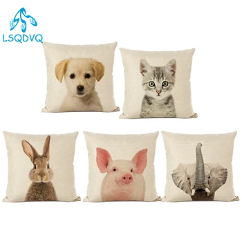 

Decorative Throw Pillows Cute Animals Lovely Dog Cat Rabbit Elephant Cushion Cover Sofa Home Decoration Pillow Cover