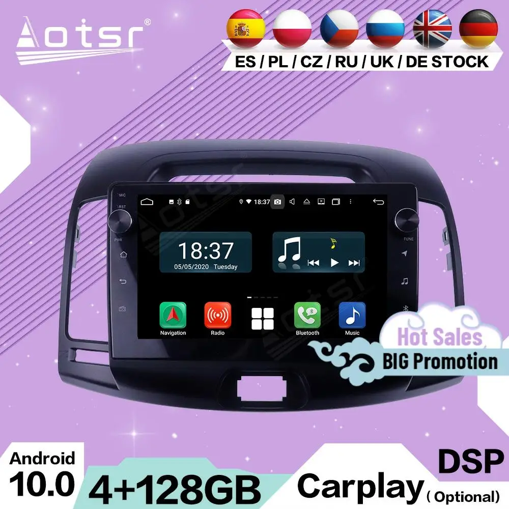 

128G 2 Din Carplay Multimedia Stereo Android For Hyundai Elantra 2008 2009 2010 GPS Navigation IPS Auto Radio Receiver Head Unit