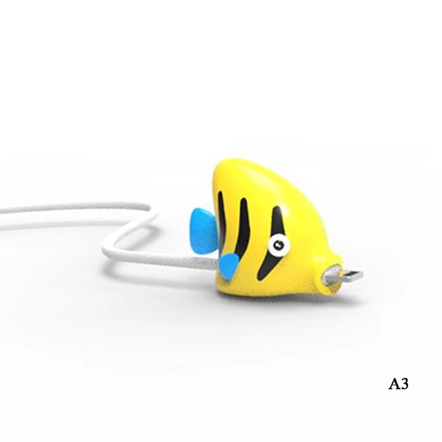 Cute Cartoons Animal Bite Cable Data Protector fish dinosaur dog Shaper cable Winder Organizer iPhone iPad Data Line Protection black
