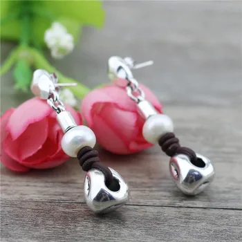 

Anslow Fashion Jewelry New Vintage Handmade Charms Simulated Pearl Beads Leather Women Female Bijoux Charms Earring LOW0006AE
