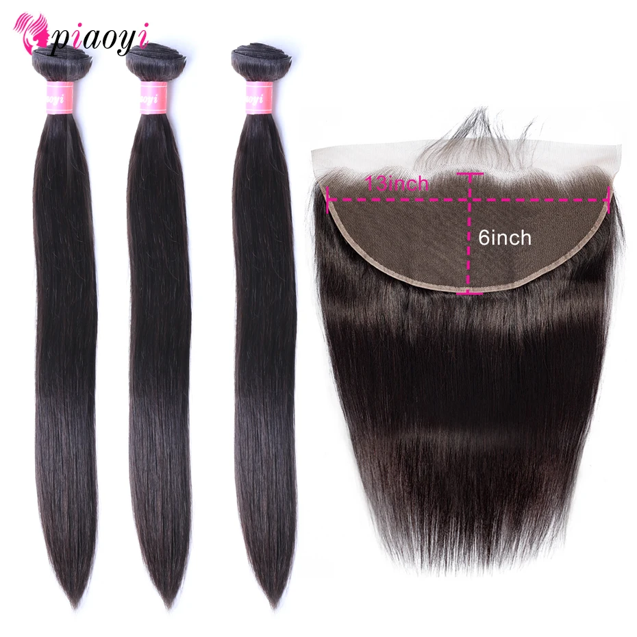 

Brazilian 13x6 Lace Frontal Closure With Bundles Straight Human Hair Bundles with Lace Closure 100% Remy Hair