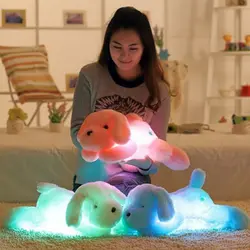 Новые милые красочные светящиеся собаки светодиодный свет плюшевые подушки детские мягкие игрушки куклы животных подарок на день
