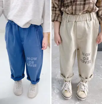 

2020 Korea style girls boys long pants spring cotton fashion kids pants 1-6t HJ766