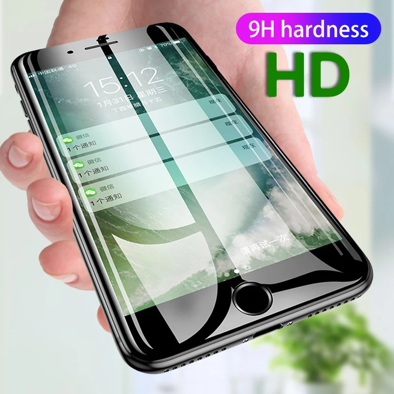 Full Curved Protective Glass On For iPhone 7 8 6 6S Plus XS Max XR Tempered Glass Screen Protector iPhone X 8 7 Full Cover Film