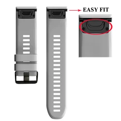 Garmin QuickFit Silicone Quick Release Watch Strap (22/26mm) - Versatile Band - 26mm Fenix 3 3HR (Gray)