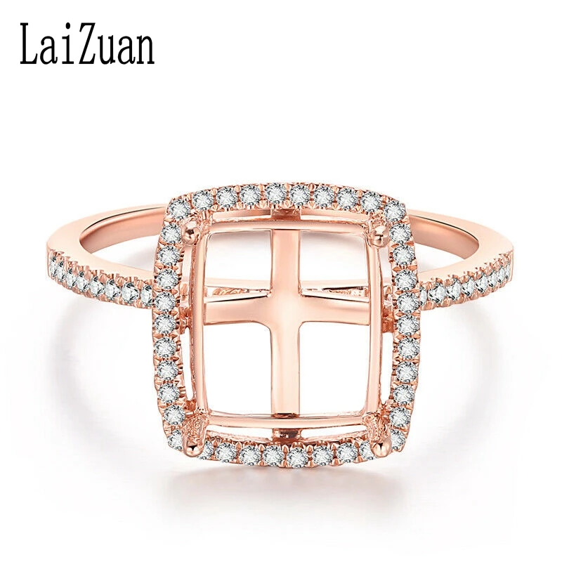 LaiZuan кольцо для помолвки, 8x9 мм, 10 к, розовое золото, 0.2ct, натуральные бриллианты, полукрепление, для женщин, модное, хорошее ювелирное изделие, ... LaiZuan кольцо для помолвки, 8x9 мм, 10 к, розовое золото, 0.2ct, натуральные бриллианты, полукрепление, для женщин, модное, хорошее ювелирное изделие, ...