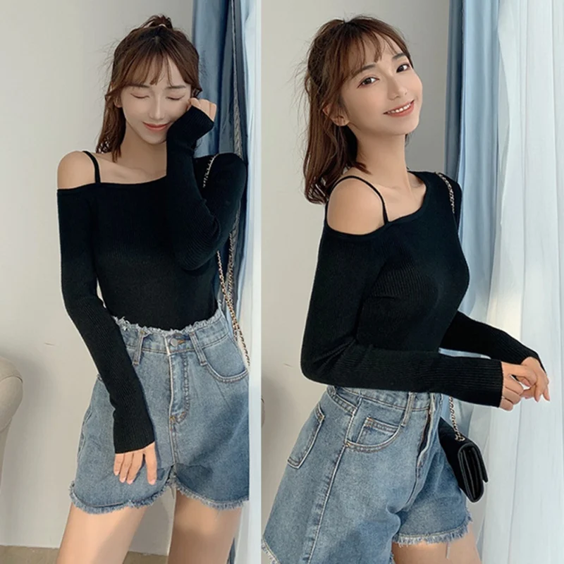 Women's Clothing Autumn Fashion Slim string Slanted Solid Color Knit Bottoming tops Sweater Women Ladies Maglioni Donna!.w Women's Clothing Autumn Fashion Slim string Slanted Solid Color Knit Bottoming tops Sweater Women Ladies Maglioni Donna!.w