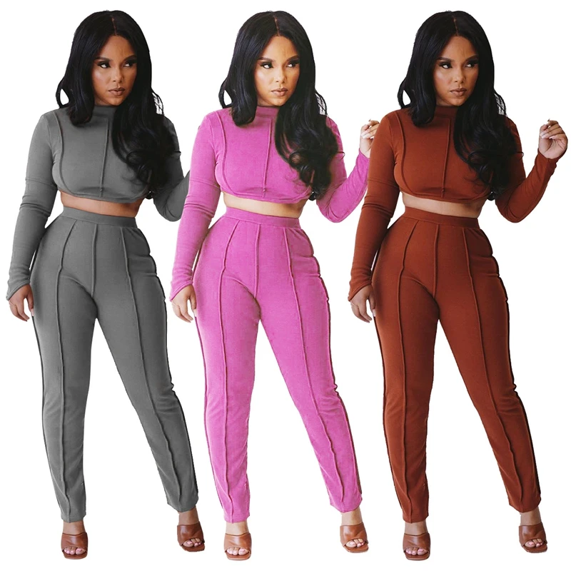

Lounge Wear Hollow Out Bandage O-neck Full Sleeve Two Piece Set for Women Sweatsuit Sexy Night Party Club Matching Sets