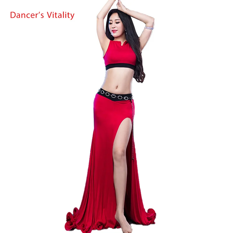 

Dancer's Vitality Belly dance Costume Round Neck Harness Top Lace Right Open Skirt Belly Dance Dress For Belly Dance Costume