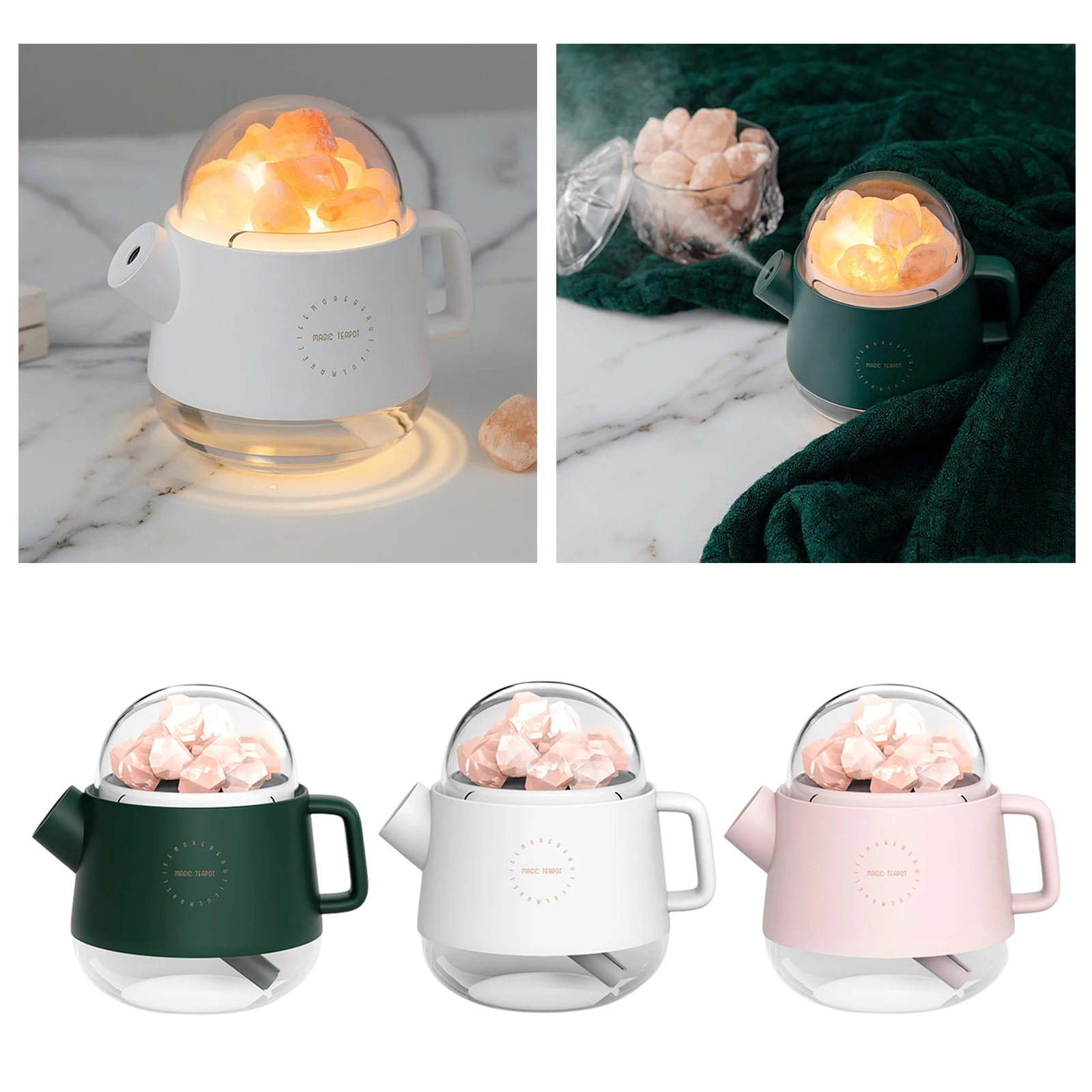 

360ml Air Humidifier Crystal Essential Oil Diffuser Himalayan Salt USB Cool Mist Sprayer for Home Car Office Yoga Humdificador