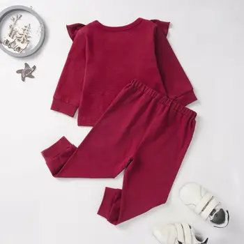 

0-24 Months Newborn Baby Girl Outfits Solid Red Ruffle T-Shirt Top Pants Leggings Outfit Toddler Tracksuits For Girls Clothes