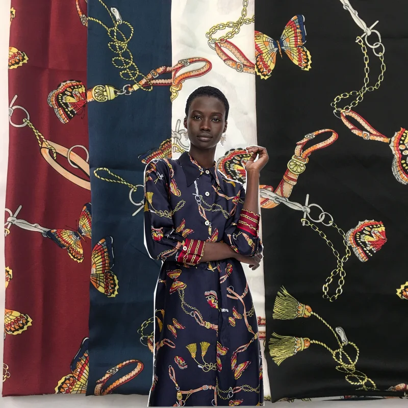 150 см цепь печатная ткань рисовая рубашка платье микро ткань сатин-стрейч полиэфирная ткань полиэфирная ткань