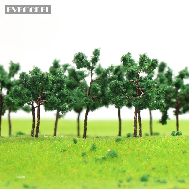 100pcs/200pcs N Z Scale Model Trees 1:150 Iron Wire Model Green Trees 32mm*17mm D3517