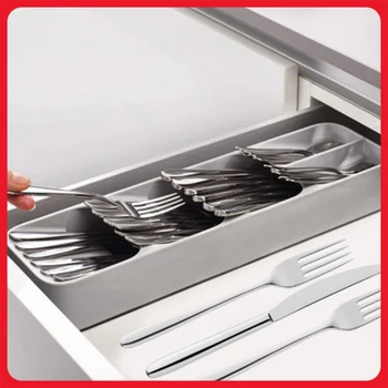 

1pcs Kitchen Drawer Organizer Cutlery Knives Forks Holder Storage Box Spoon Tray Drawer Divider Cutlery Tray Plastic Knife Block