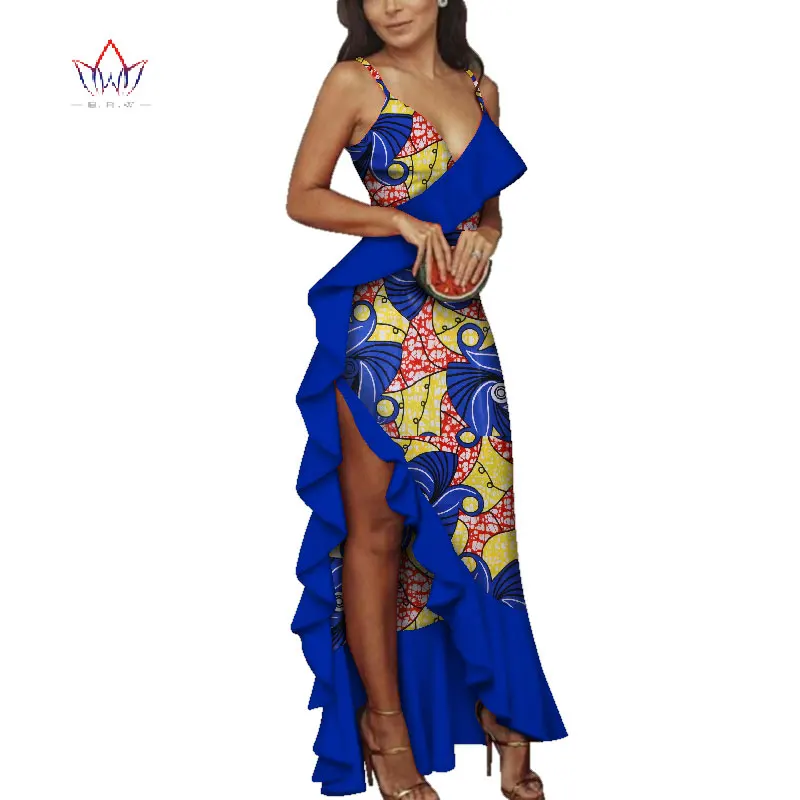Летние женские традиционные африканские платья, брендовая одежда на заказ, африканская восковая Дашики, тонкое сексуальное платье большого размера, ни БРВ WY3789